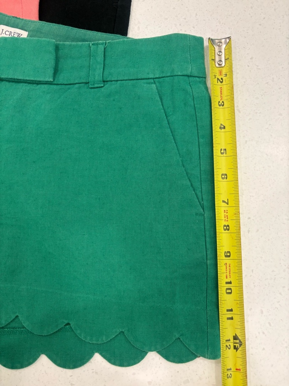 Set of 4 J. Crew Linen Scallop Hem Shorts Coral, Green, Black, White Size 10 - Picture 12 of 15